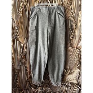 Vintage Swiss Army Wool Cargo Pants Grey 1940s WW2 Fatigue Trouser 36 x 32